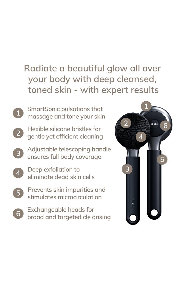 GESKE SmartAppGuided Sonic Full-Body Brush & Intensive Exfoliator | 8 in 1, Alternate, color, Black