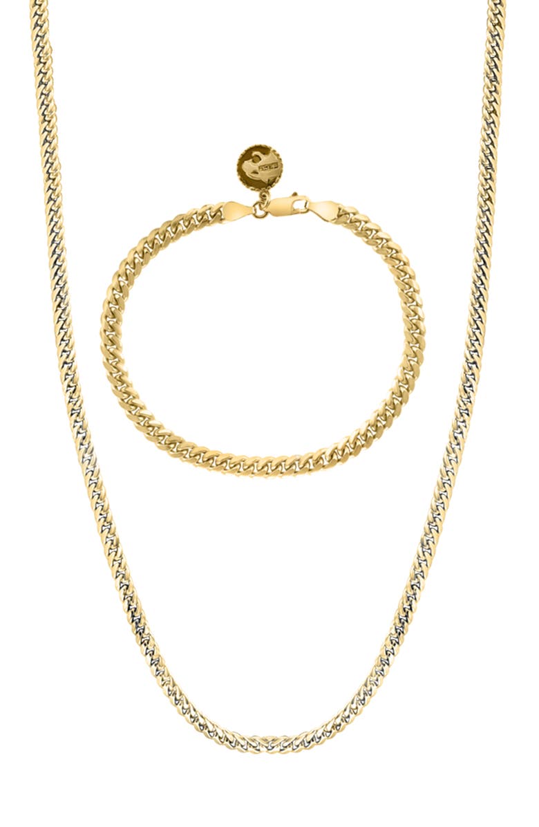 EFFY Men's Wheat Chain Necklace & Bracelet Set, Alternate, color, Gold