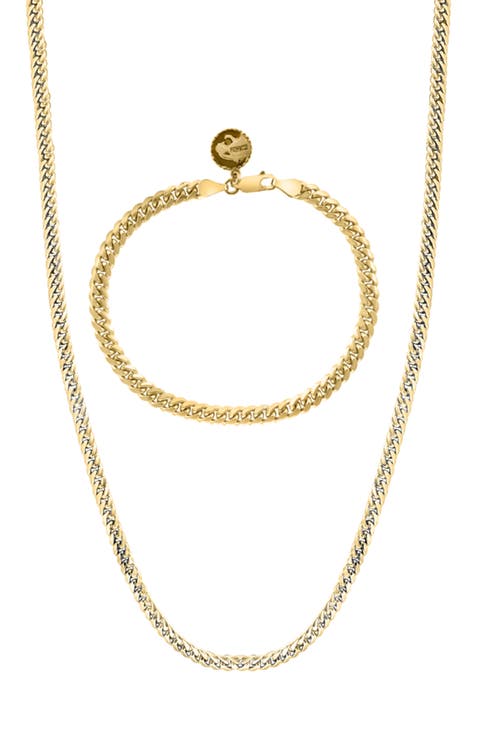 Men's Wheat Chain Necklace & Bracelet Set