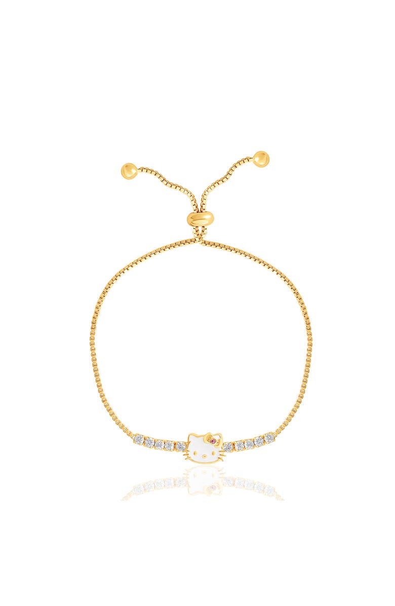 Hello Kitty SALLY ROSE 925 YG PLT CZ HELLO KITTY LARIAT BRACELET, Main, color, Gold