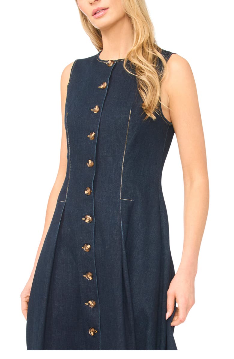 Ted Baker Mia Pleated Denim Button-Up Midi Dress, Alternate, color, Estate Blue