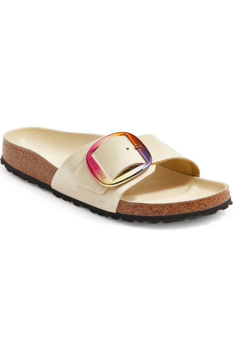 Birkenstock Madrid Iridescent Big Buckle Slide Sandal, Main, color, Ecru