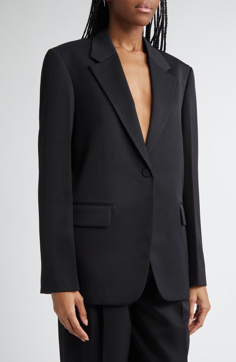 Jil Sander Boxy Tailored Wool Jacket, Alternate, color, Black