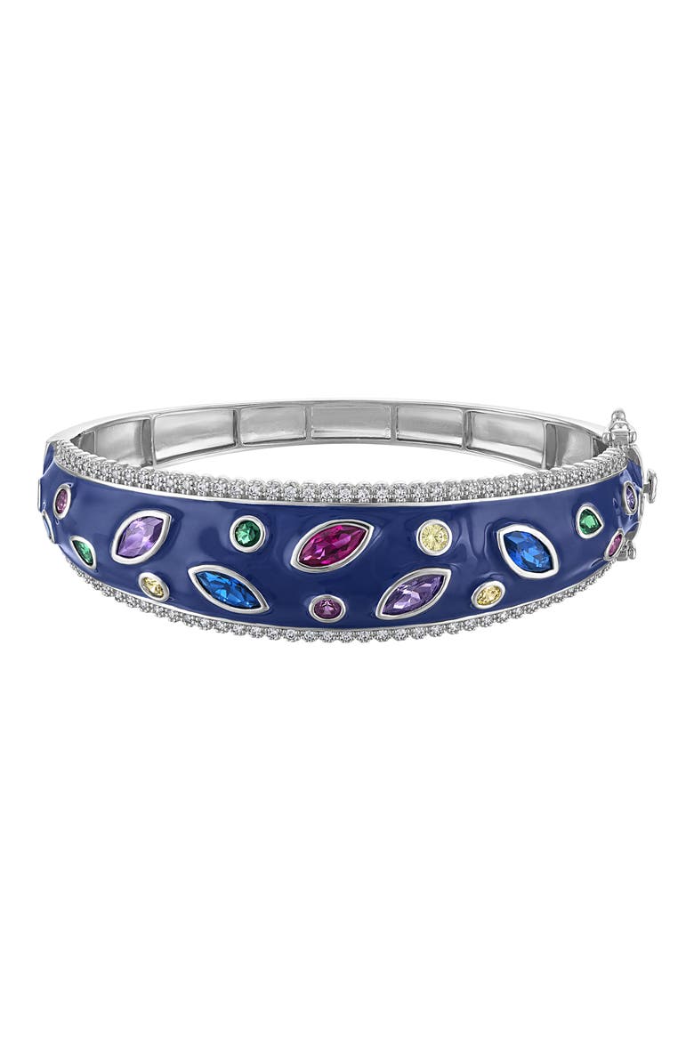 Crystal Enamel Bangle, Main, color, WHITE