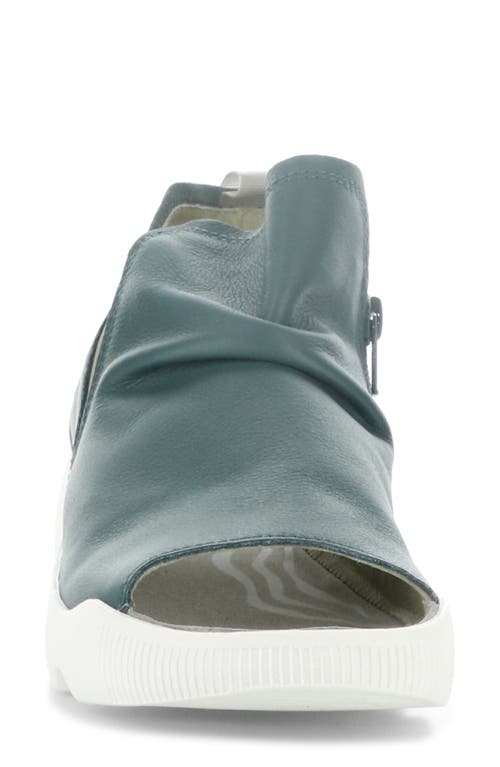 Softinos By Fly London Wish Platform Wedge Sandal In Teal