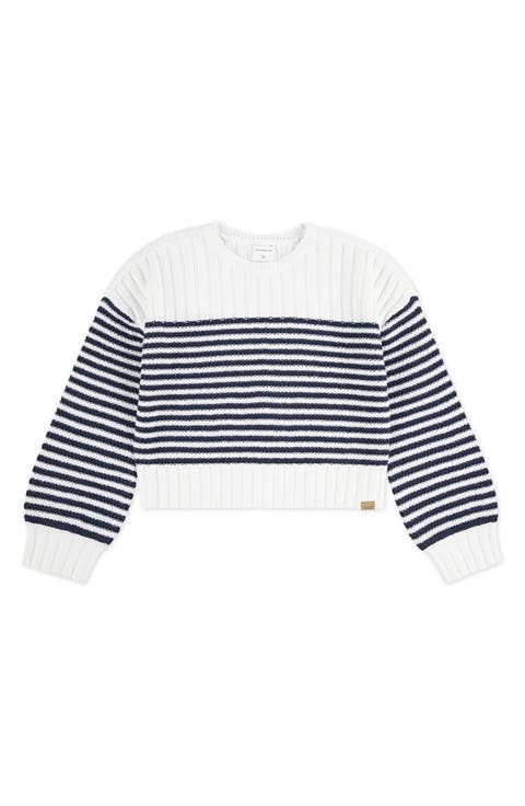Kids' Stripe Balloon Sleeve Sweater (Little Kid & Big Kid)