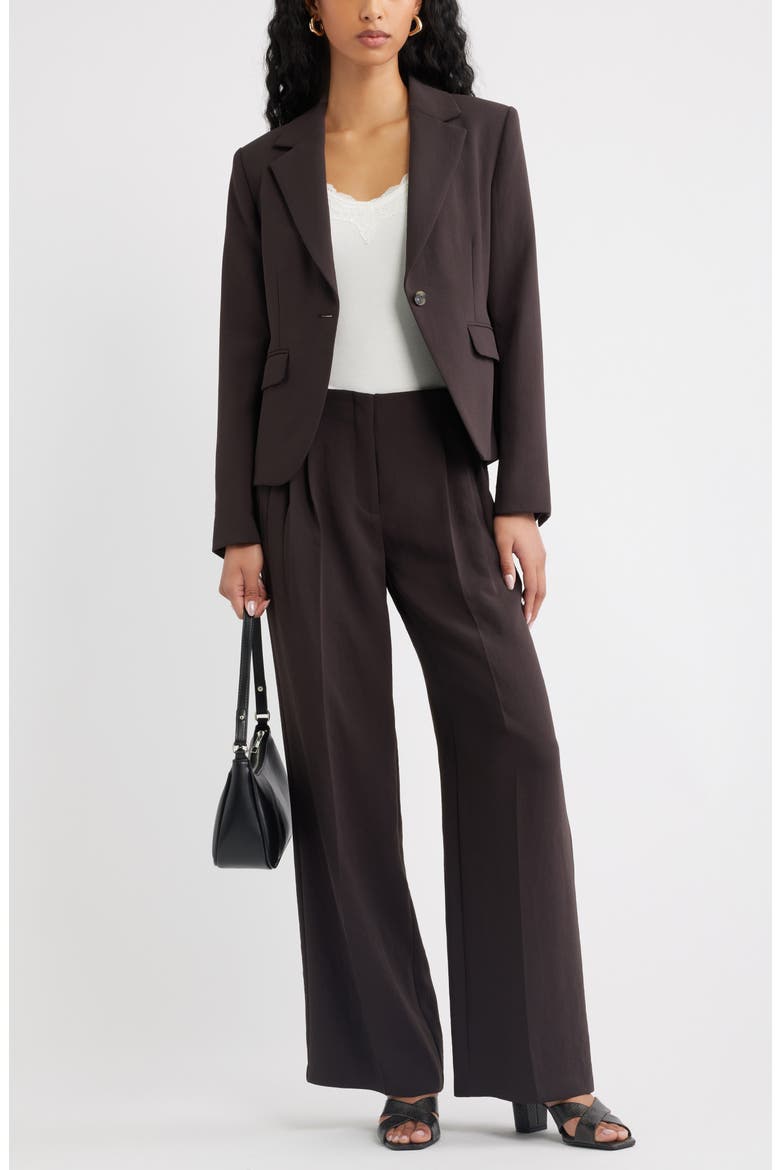 Curator Crepe Shrunken Blazer, Alternate, color, BROWN GANACHE