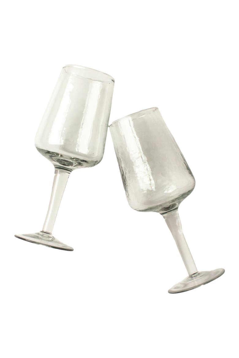 Handblown Hammered Wine Glasses - Set of 4, Main, color, Clear