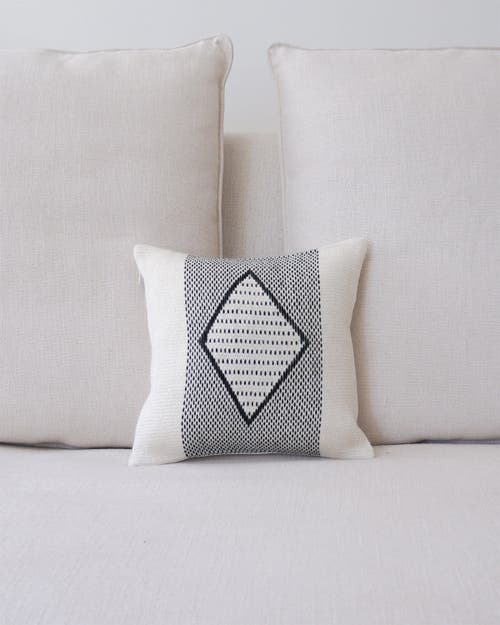 Voz Diamante Square Textile Small Pillow In Ivory/black