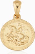 Oradina 14K Yellow Gold Triumph Coin Pendant Charm