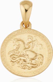 Oradina 14K Yellow Gold Triumph Coin Pendant Charm