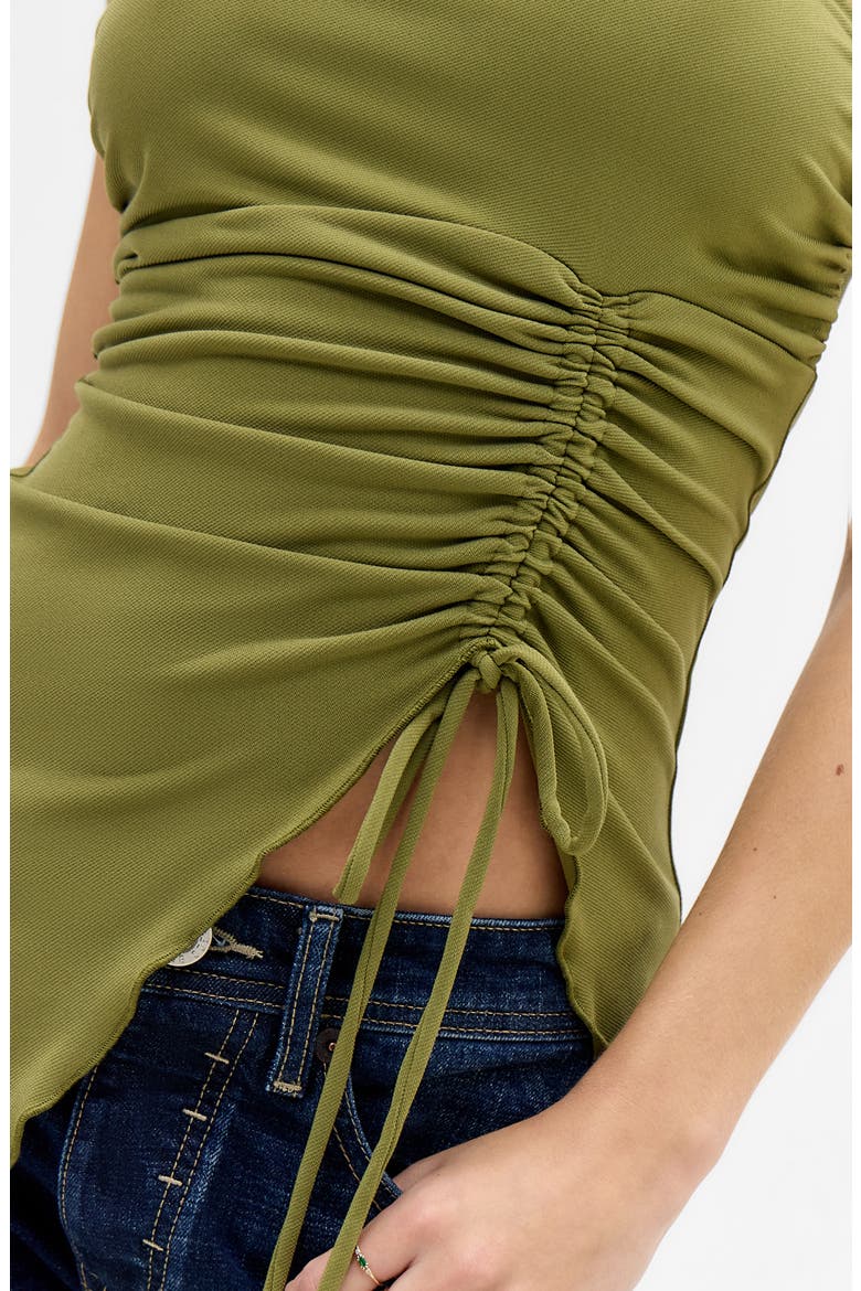Rem Cinched Strapless Top, Alternate, color, KHAKI