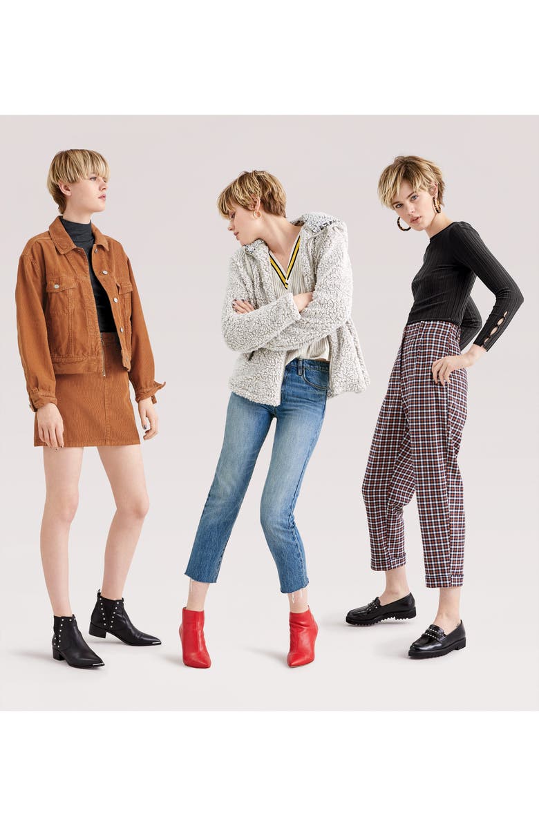 Topshop Tapered Checkered Trousers, Alternate, color,