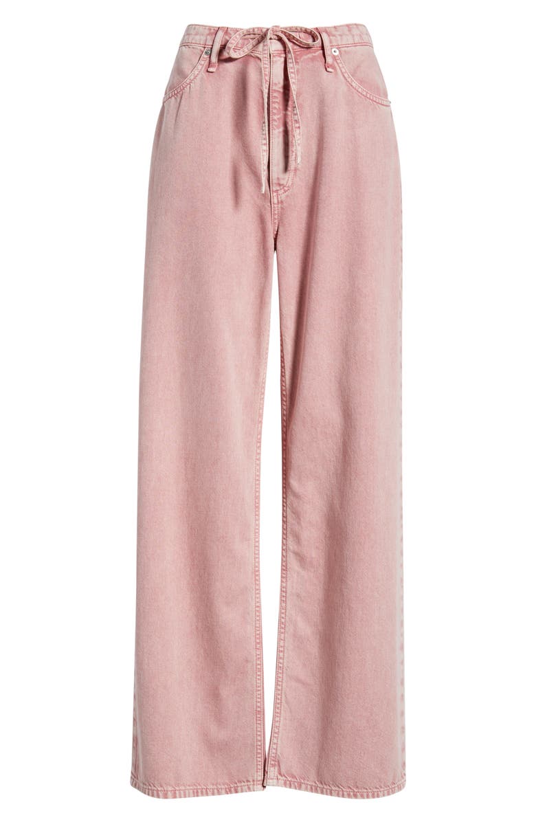 rag & bone Featherweight Phoebe Drawstring Wide Leg Jeans, Alternate, color, Raspbery