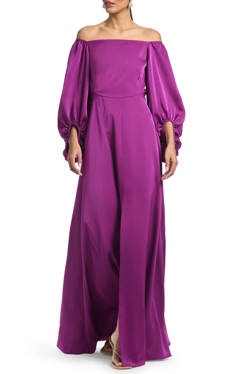 Sachin & Babi Bryant Convertible Neck Balloon Sleeve Gown, Main, color,