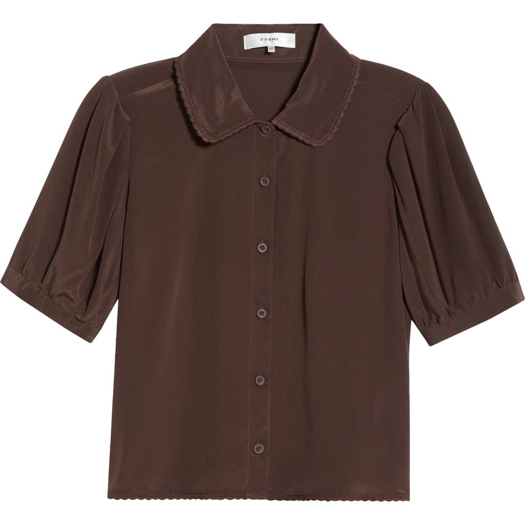 Frame Womens Coffee The Sailor Silk Blouse Xs In Brown