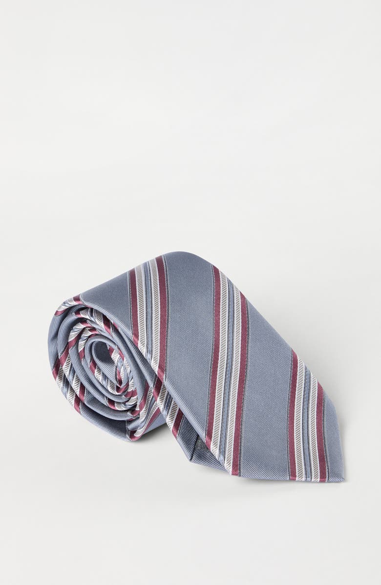 Brunello Cucinelli Silk textured stripe tie, Alternate, color, Medium Grey