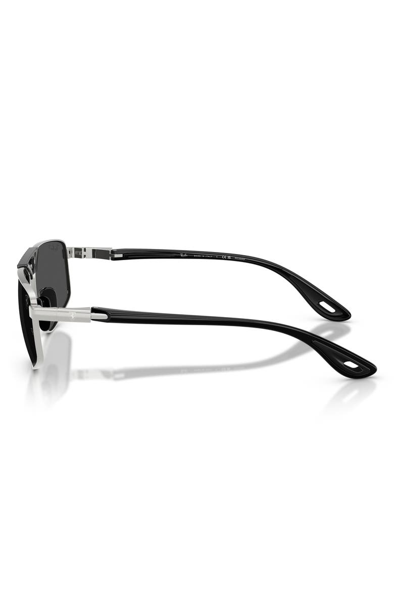 Ray-Ban 58mm Ferrari Polarized Irregular Sunglasses, Alternate, color, Silver / Polar Dark Grey