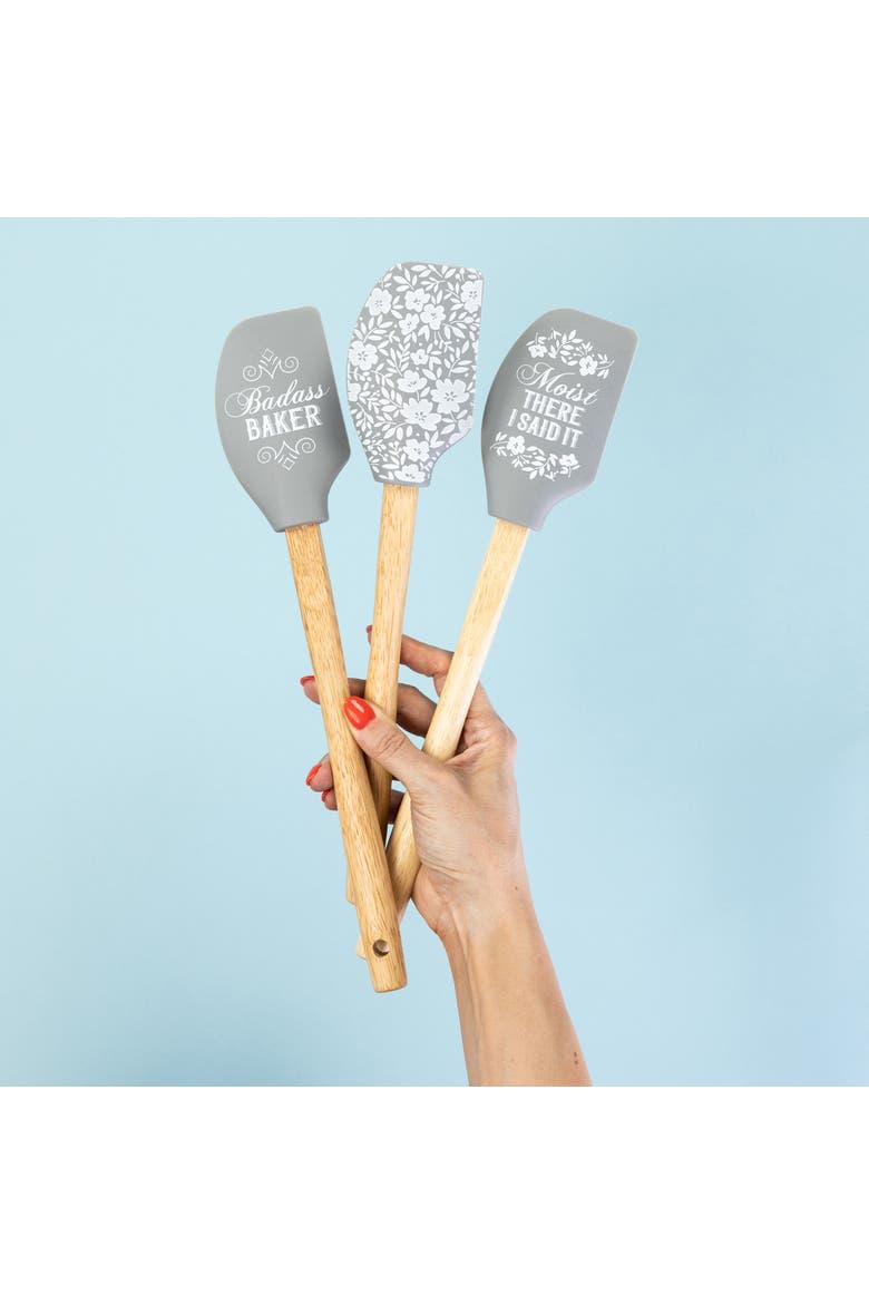 Floral Print Gray Spatula Rubber Grey, Alternate, color, Grey