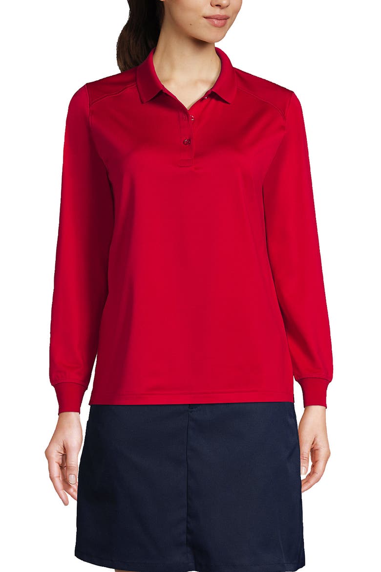 School Uniform  Long Sleeve Rapid Dry Polo Shirt, Main, color, Red