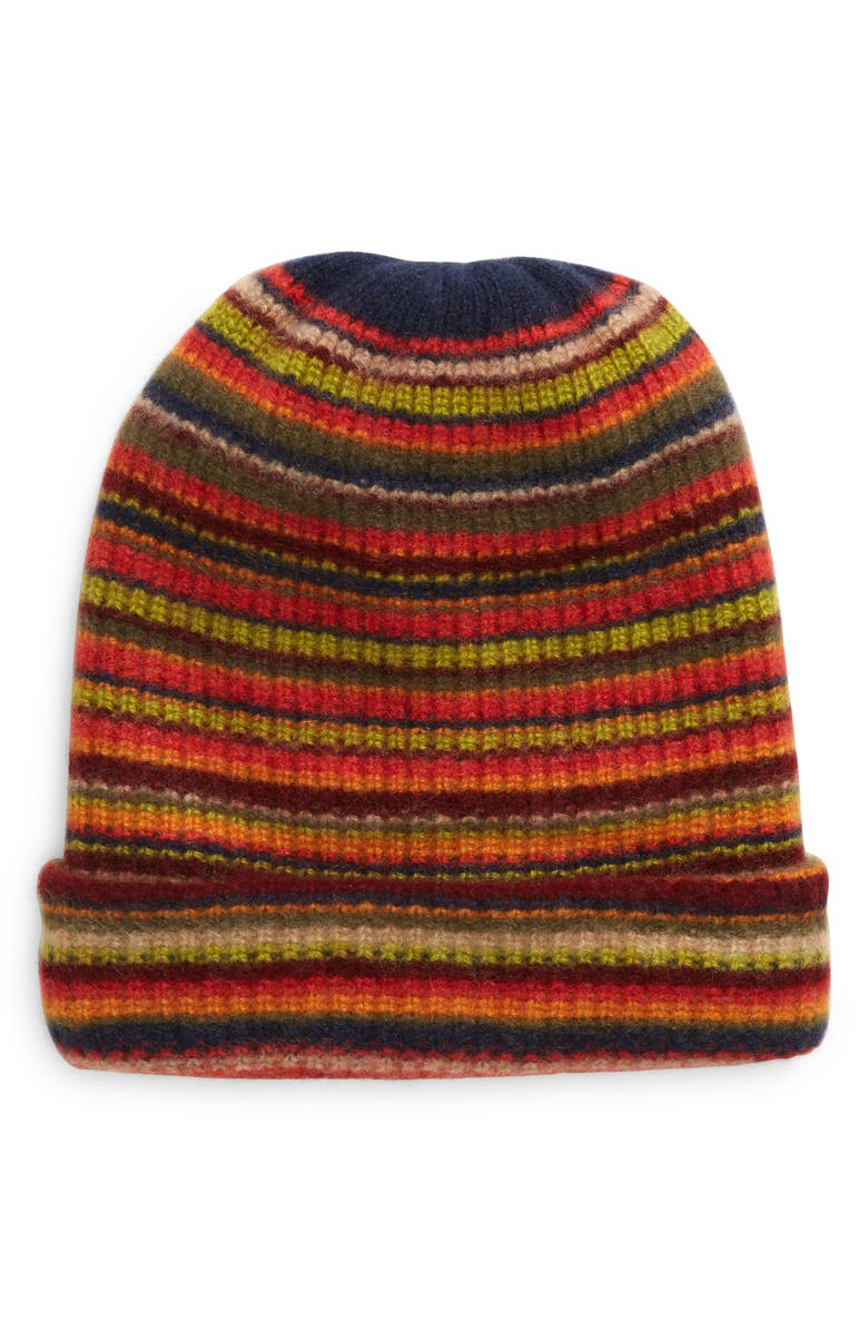 The Elder Statesman Watchman Vista Stripe Cashmere Beanie, Main, color, 