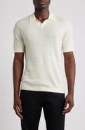 Emporio Armani Johnny Collar Short Sleeve Twisted Rib Wool Polo Sweater