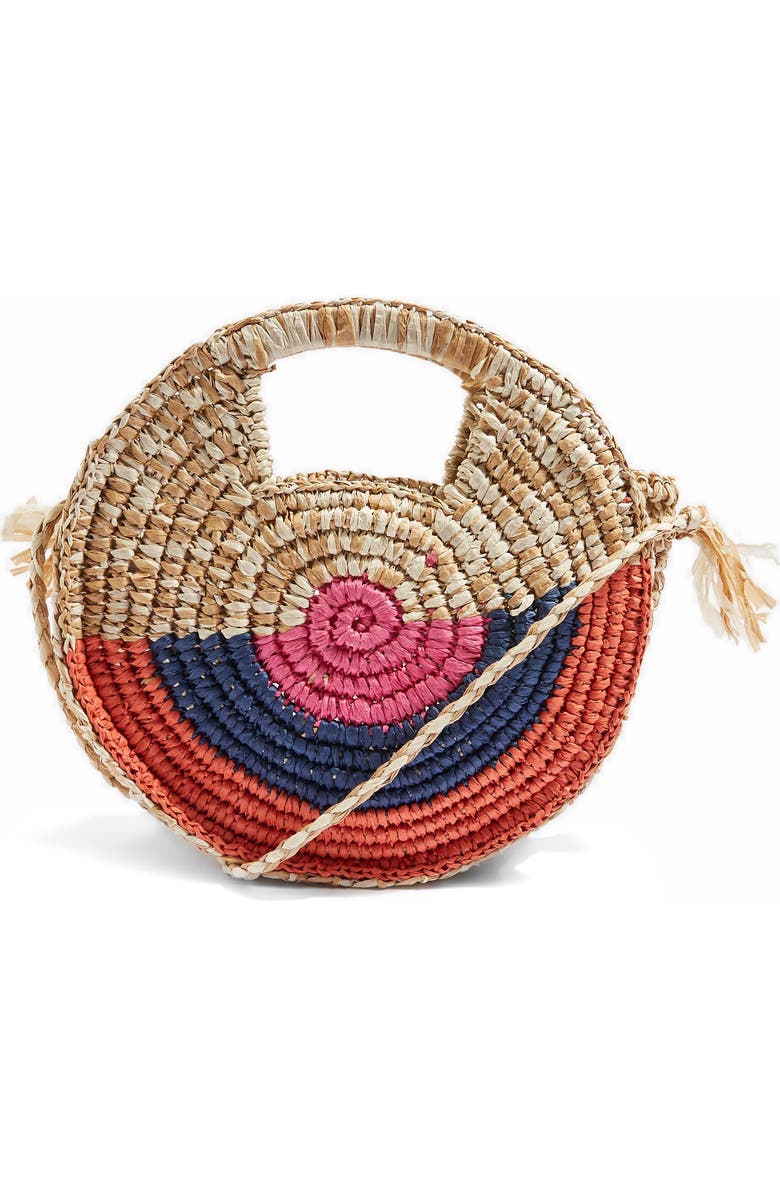 Topshop Bright Snail Straw Tote Bag, Main, color,