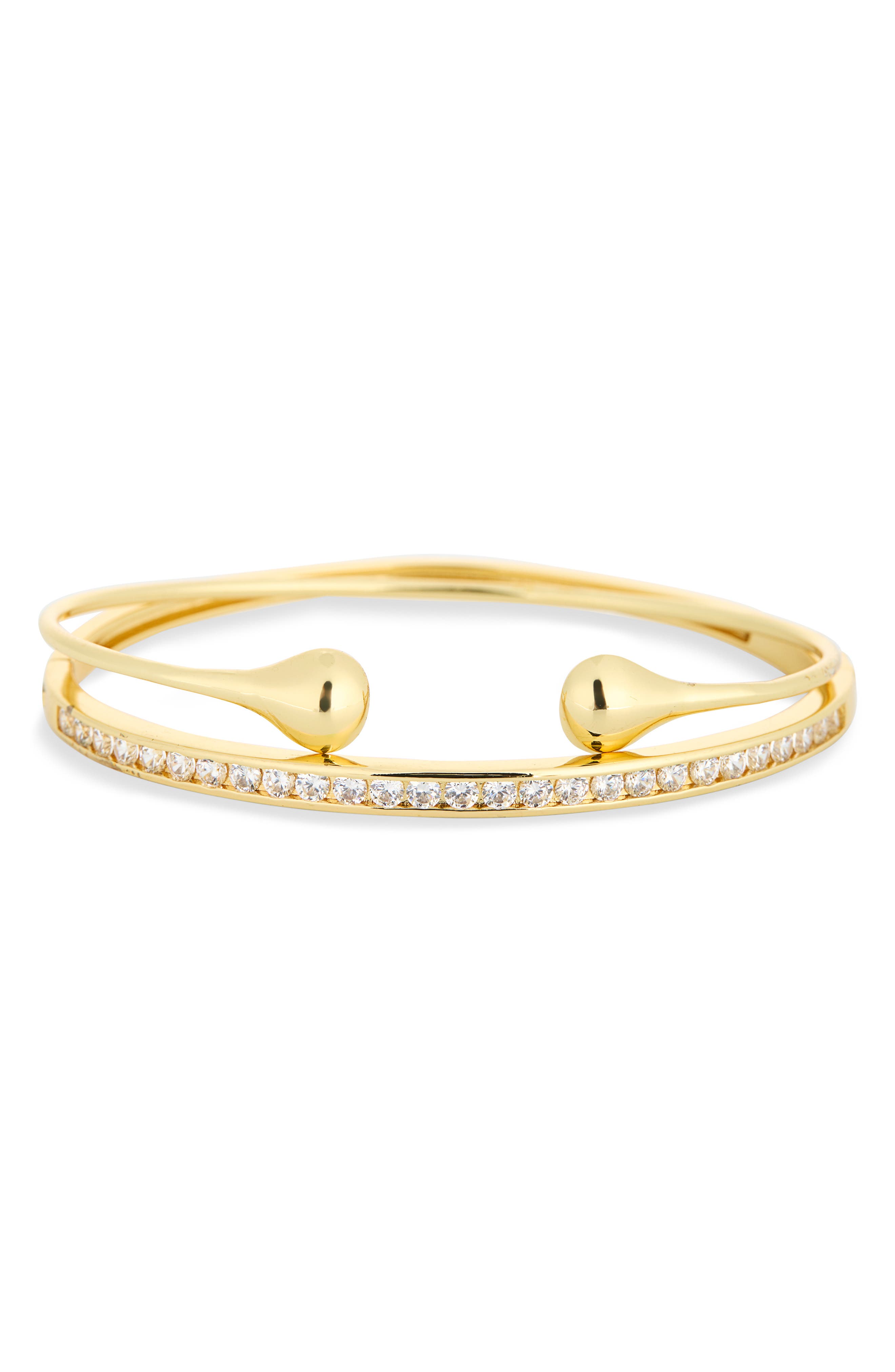 Set of 2 Cubic Zirconia Tennis Bangle & Cuff Bracelets