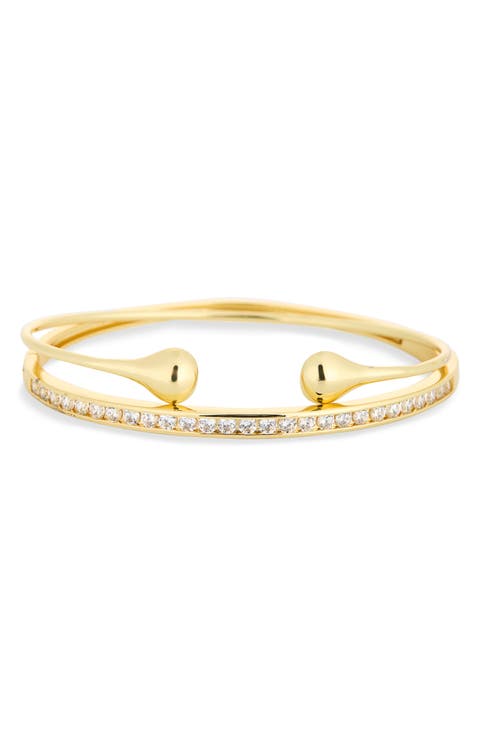Set of 2 Cubic Zirconia Tennis Bangle & Cuff Bracelets