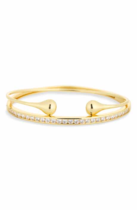 Set of 2 Cubic Zirconia Tennis Bangle & Cuff Bracelets