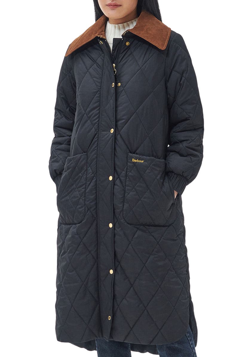 Barbour Marsett Quilted Longline Jacket, Main, color, 