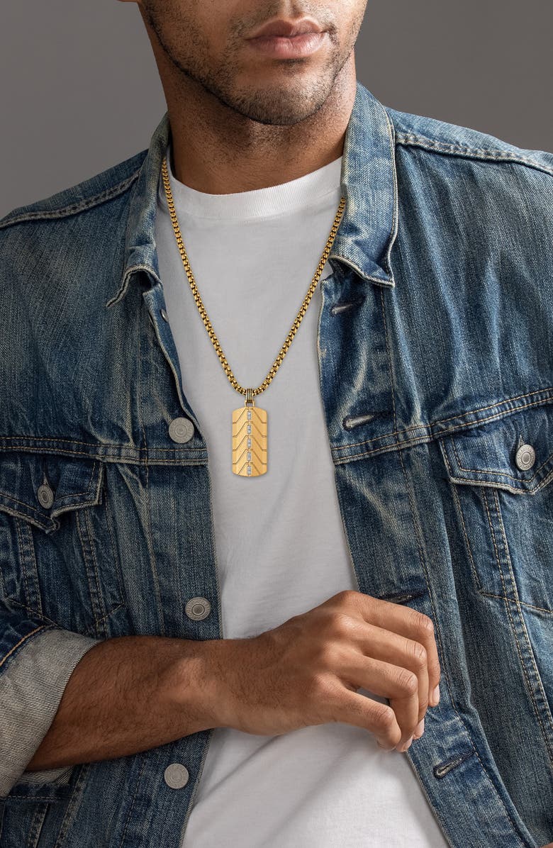 Esquire Men's Esquire Chevron Diamond Dog Tag Pendant Necklace, Alternate, color, Gold