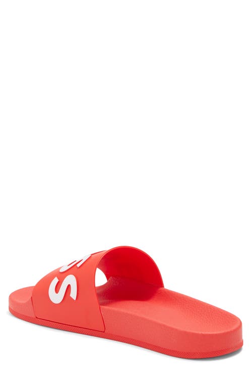 Hugo Boss Boss Bay Slide Sandal In Bright Red