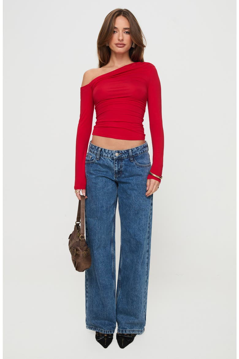 Beller One-Shoulder Crop Top, Alternate, color, RED