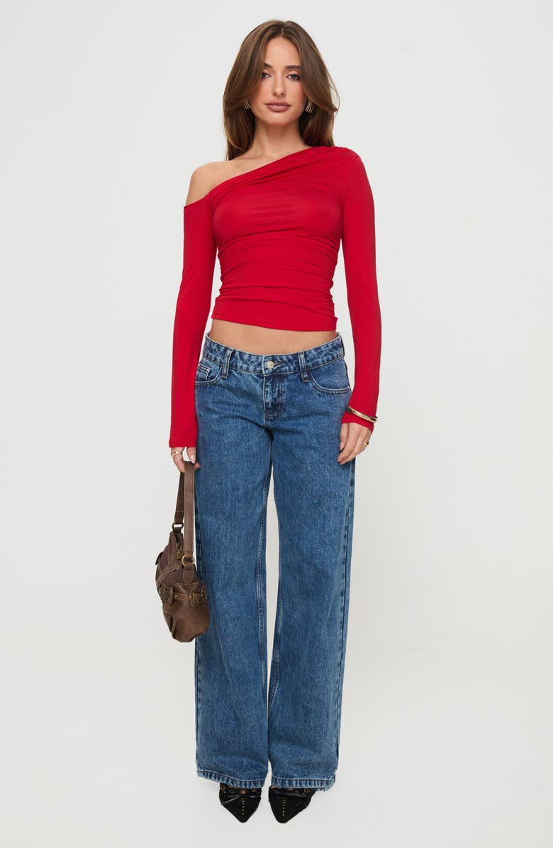 Princess Polly Beller One-Shoulder Crop Top, Alternate, color, Red