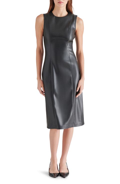 Pria Faux Leather Midi Dress