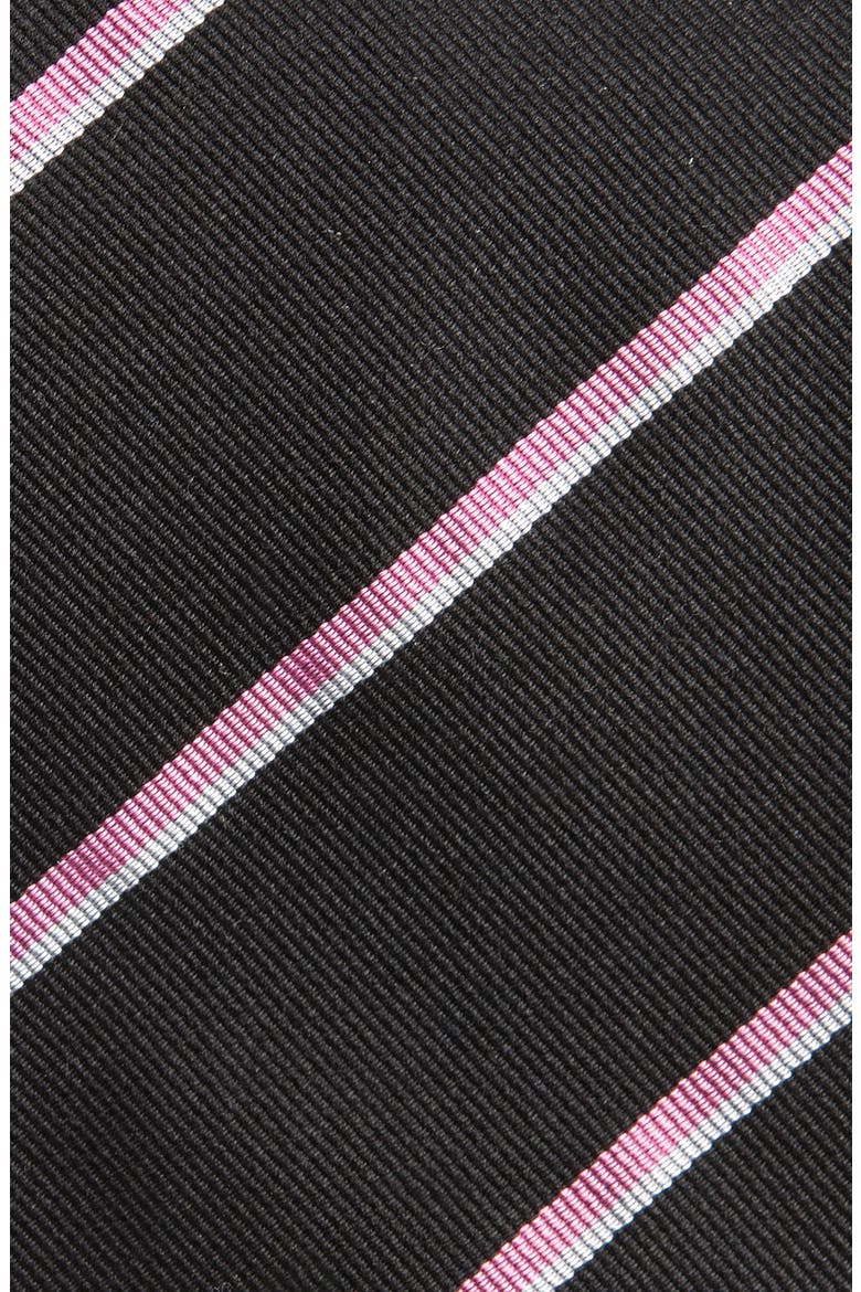 Super Repp Stripe Silk Tie, Alternate, color, BLACK/ PINK