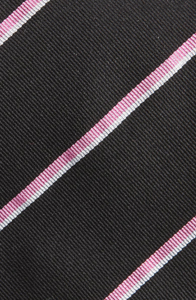 Ralph Lauren Purple Label Super Repp Stripe Silk Tie, Alternate, color, Black/ Pink