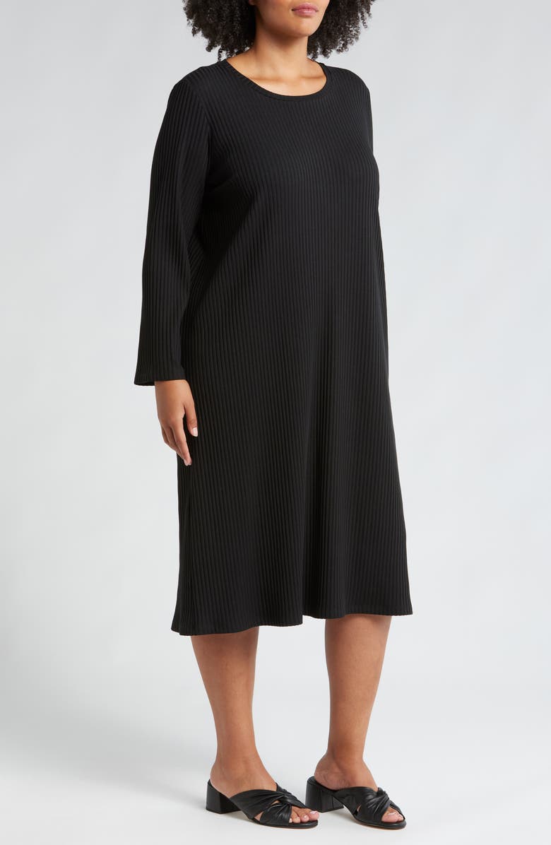 Eileen Fisher Long Sleeve Rib Dress, Alternate, color, 