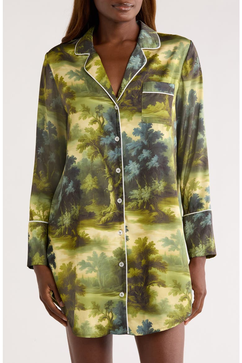 Print Long Sleeve Sleep Shirt, Main, color, LANDSCAPE