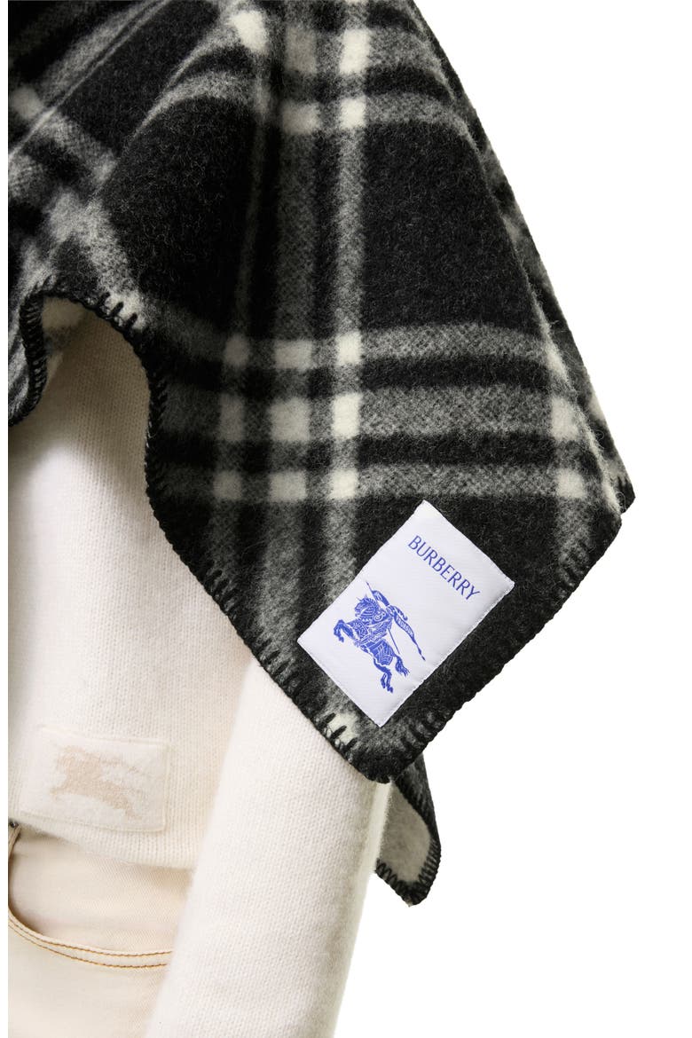 Check Wool Scarf Capelet, Alternate, color, BLACK