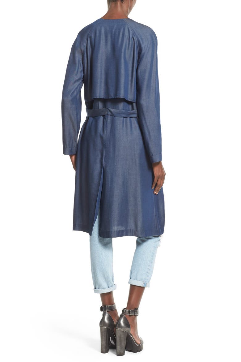 ASTR 'Amy' Trench Coat, Alternate, color, INDIGO BLUE
