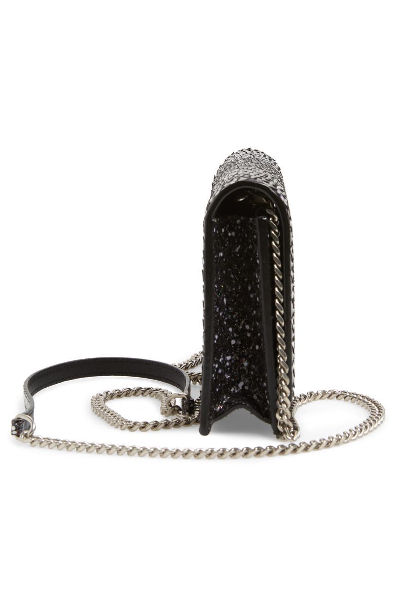 Saint Laurent Kate Sparkle Genuine Python Wallet on a Chain, Alternate, color,