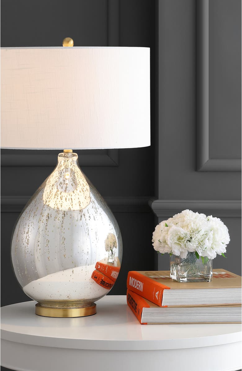 JONATHAN Y Sasha 30.75" Glass/Metal LED Table Lamp, Mercury Silver, Alternate, color, Mercury Silver