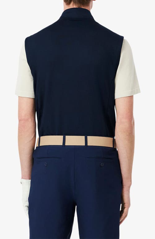 Lacoste Sleeveless Quarter Zip Pullover In Blue