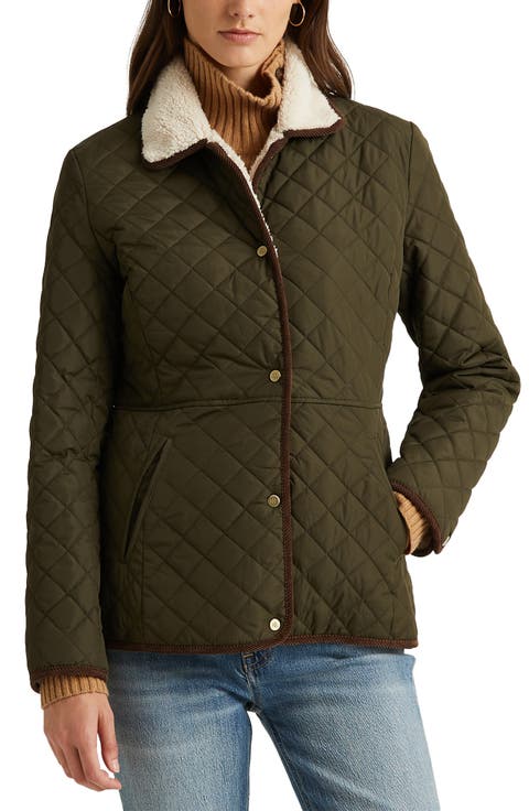 Quilted Blazer with Faux Shearling Lining