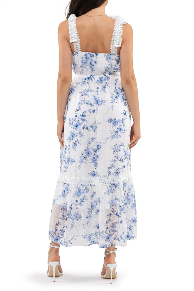 Floral Tie Strap Empire Waist Maxi Dress, Alternate, color, BLUE MULTI