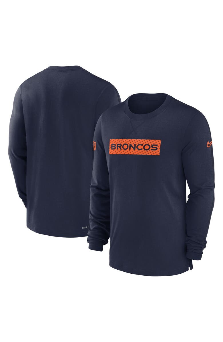 Nike Men's Nike Navy Denver Broncos Sideline Player Performance Long Sleeve T-Shirt, Main, color, Navy