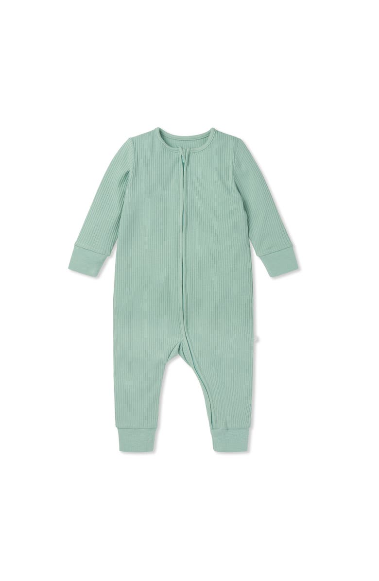 MORI Ribbed Two Way Zip-Up Sleepsuit, Main, color, Mint