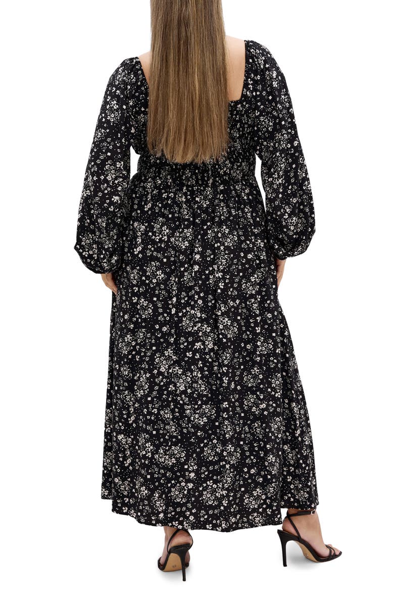 Abbigail Long Sleeve Floral Print Dress, Alternate, color, BLACK DITSY